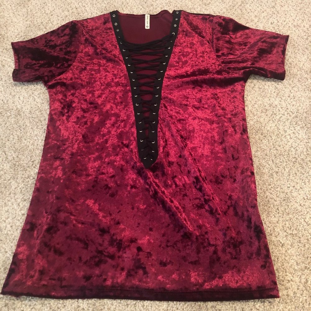 Emma and Sam Red Velvet Blouse